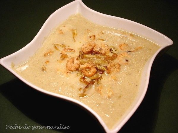 RECETTE FLANDRE VELOUTE CHICONS AUX CREVETTES GRISES